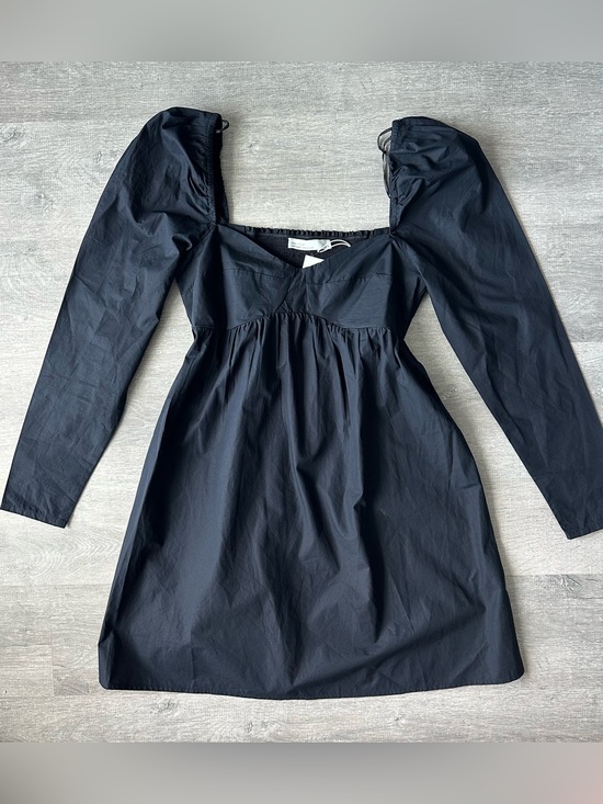 OAK + FORT Dresses & Skirts - NWT Oak + Fort Black Long-Sleeve Square-Neck Babydoll Mini Dress
